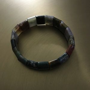 Indian Agate Block Stretch Bracelet 184.50 ctw stretchable 7 inches multi color
